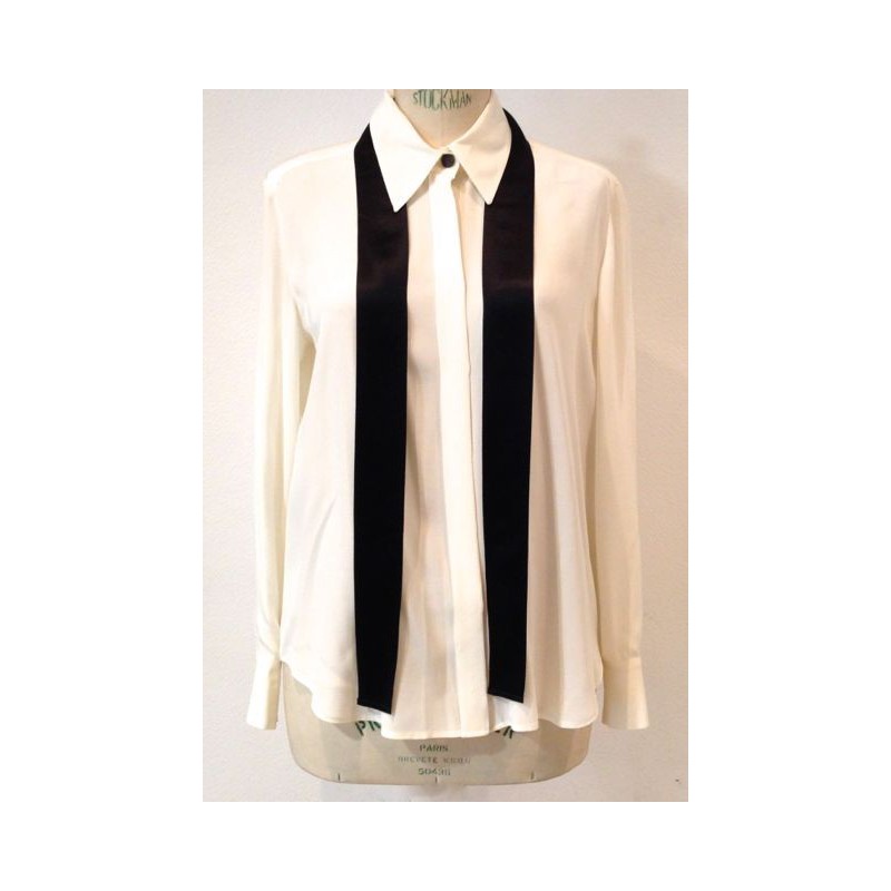 CHANEL blouse silk black and white - VALOIS VINTAGE PARIS