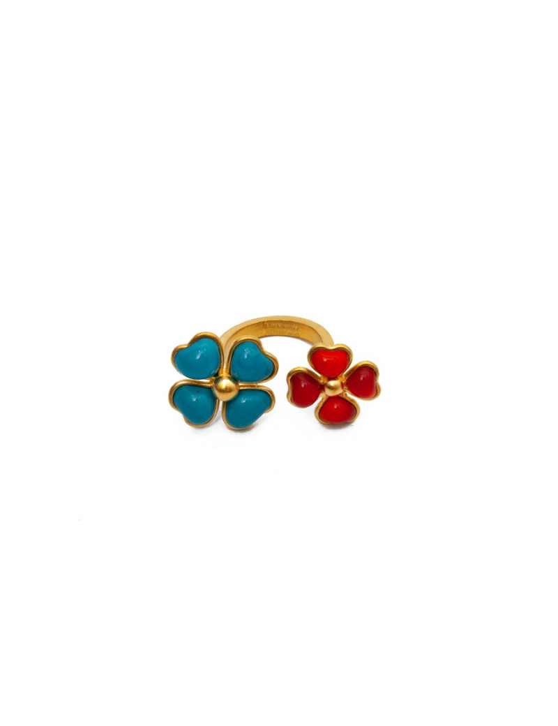 Bague fleurs MARGUERITE DE VALOIS turquoise corail