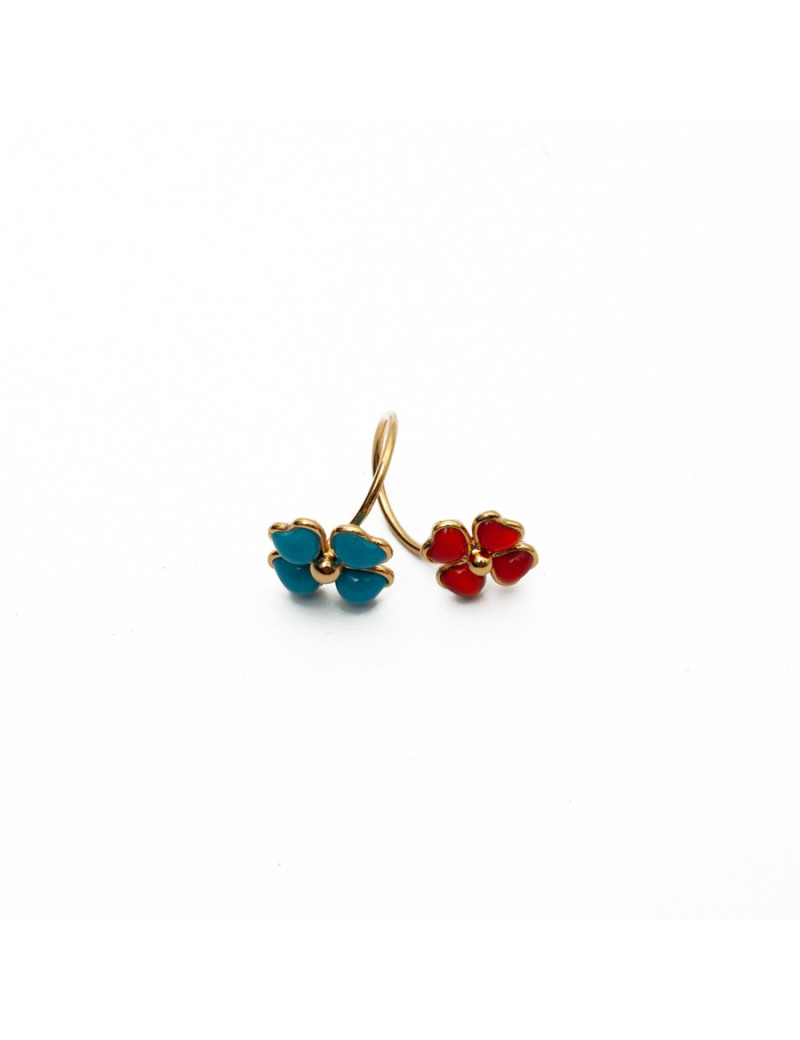 Bague MARGUERITE DE VALOIS flluers turquoise et corail