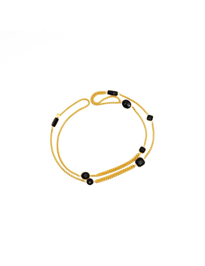 Sautoir noir MARGUERITE DE VALOIS en pâte de verre