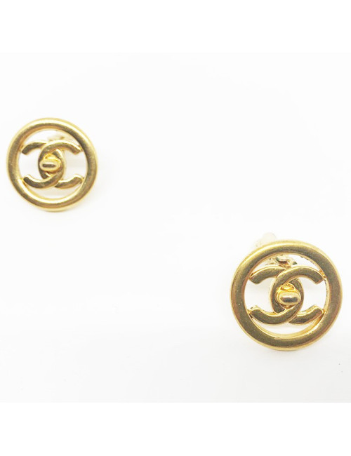 Chanel vintage Clips CC ronds dorés