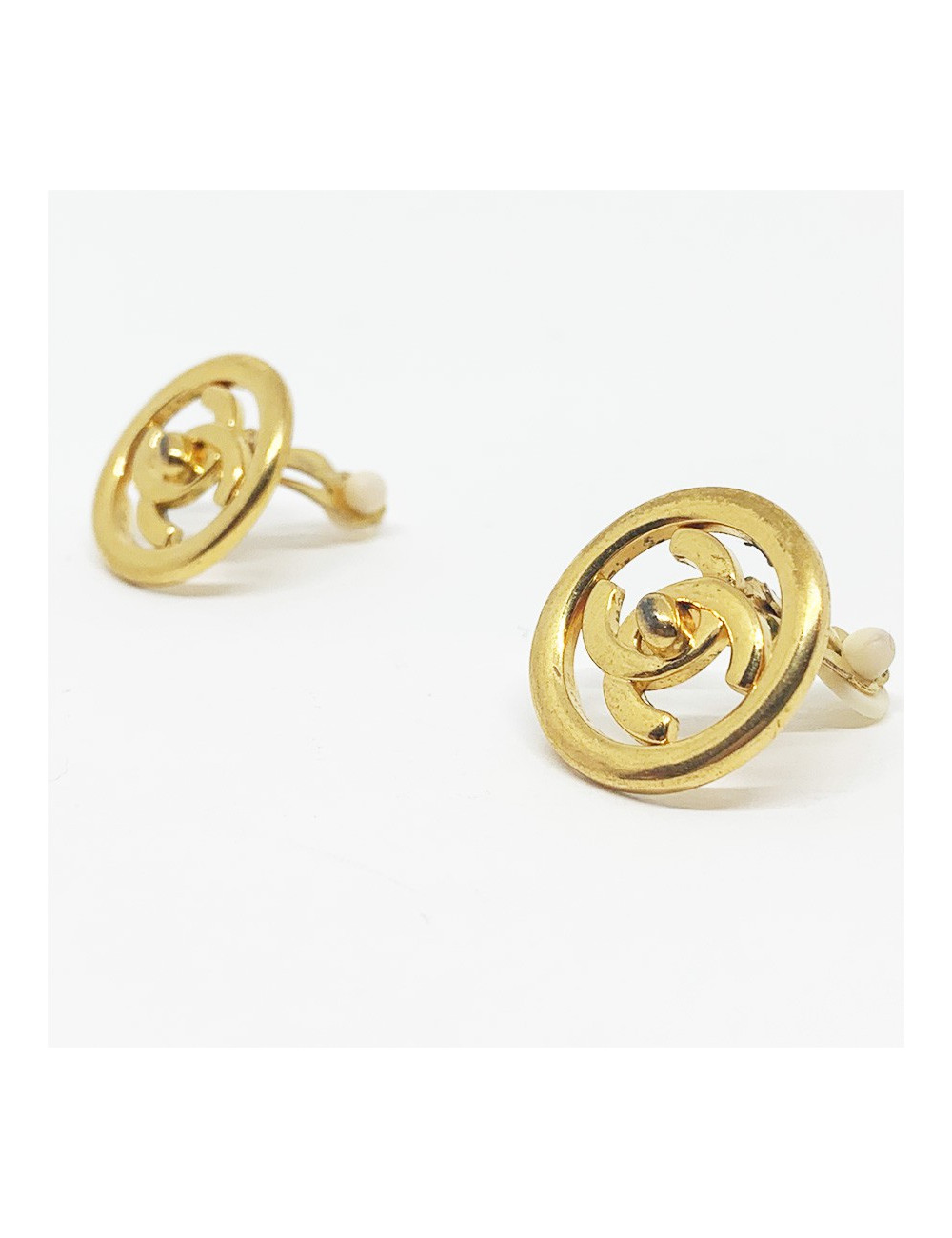 Chanel vintage Clips CC ronds dorés