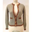 CHANEL jacket knitted blue green cashmere T 38