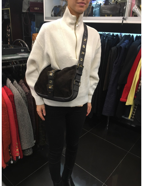 Sac SAINT LAURENT veau velours marron