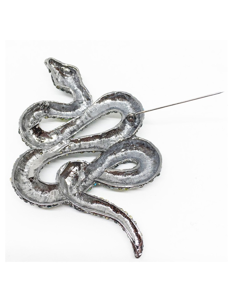 Broche serpent vert en strass