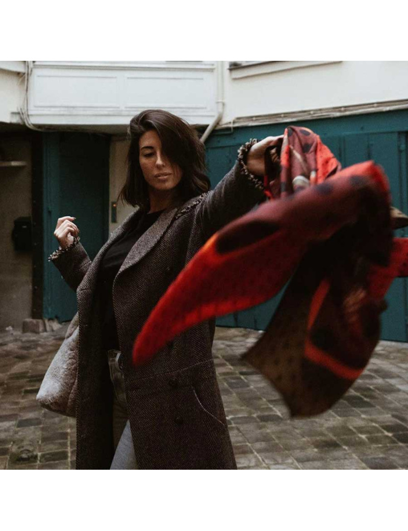 Manteau CHANEL T 40 chevrons beige et bleu