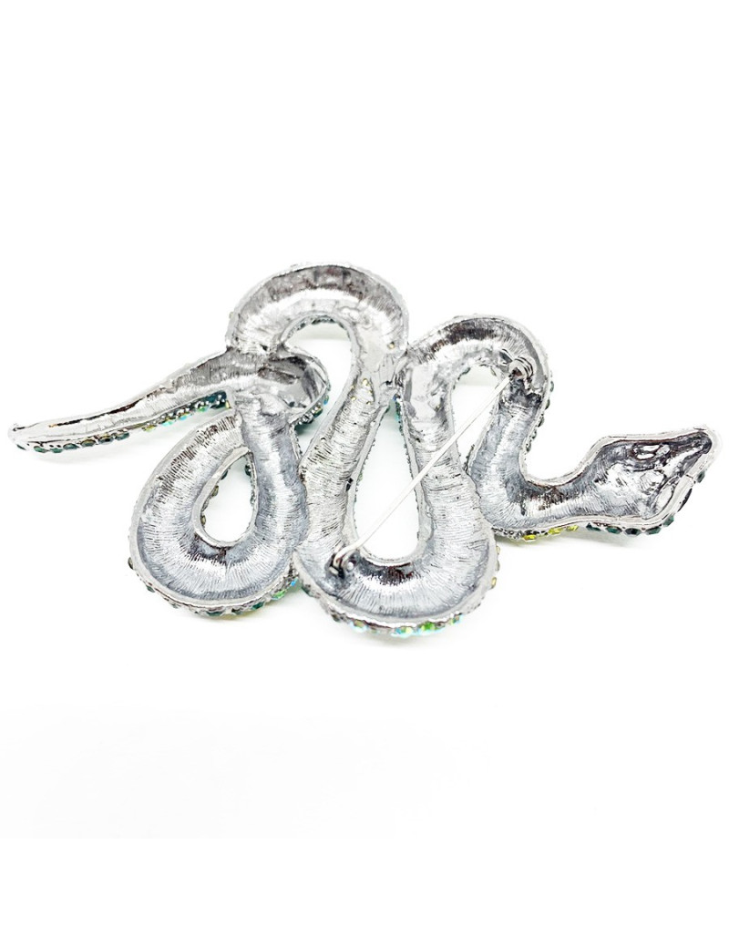 Broche serpent vert en strass