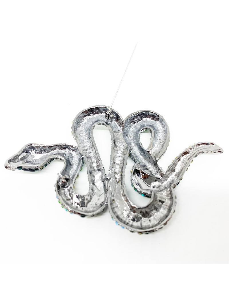 Broche serpent vert en strass