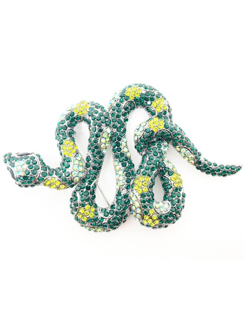 Broche serpent vert en strass