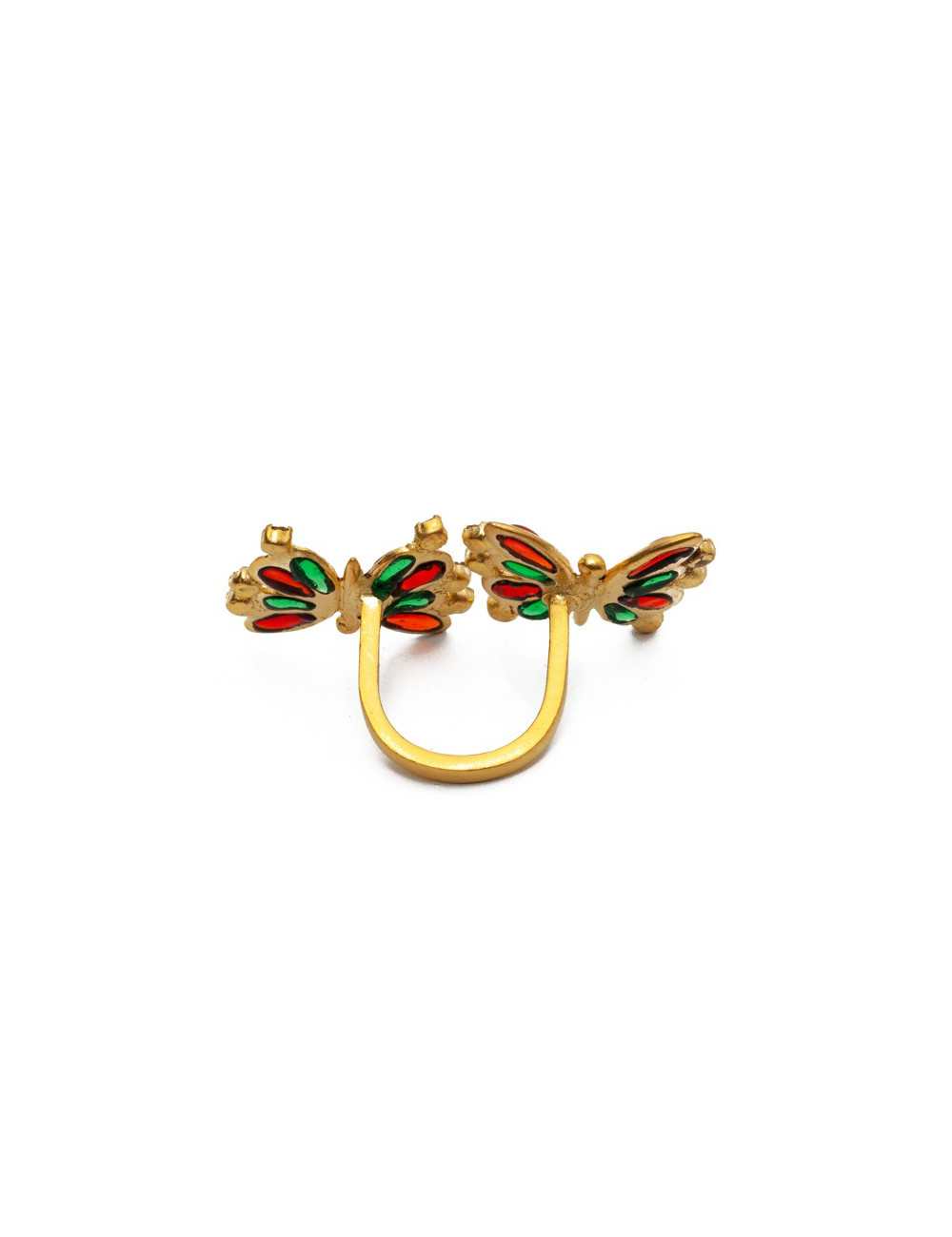 Bague MARGUERITE DE VALOIS papillon rubis et émeraude
