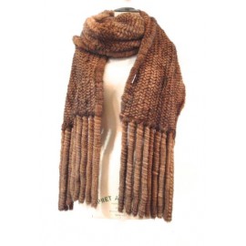 Scarf P & T in camel Brown knitted mink