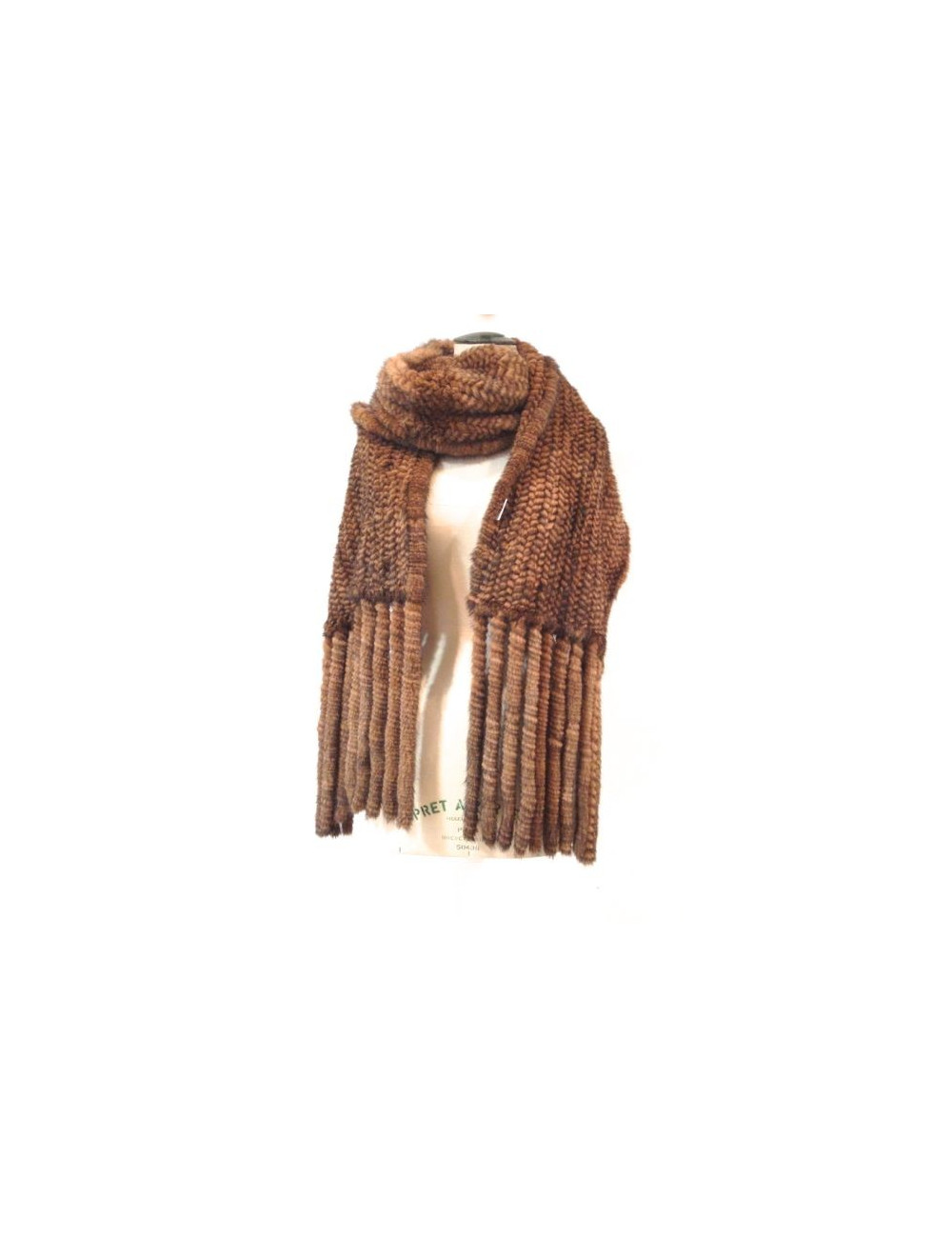 Echarpe P&T en vison tricoté marron camel