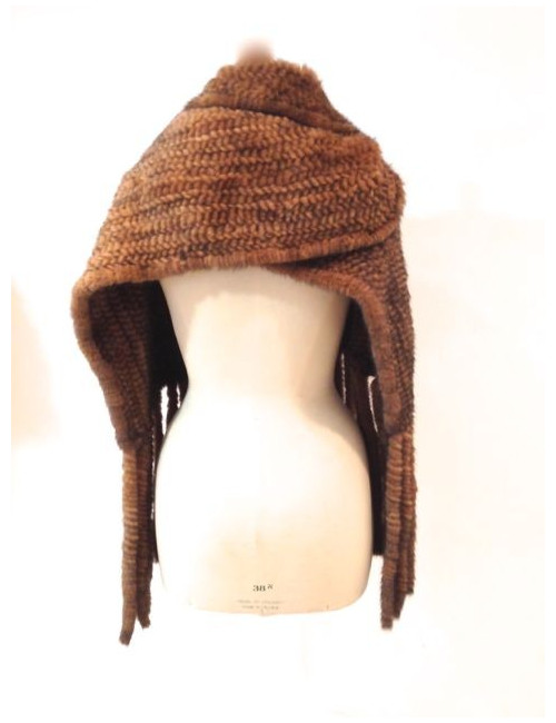 Echarpe P&T en vison tricoté marron camel