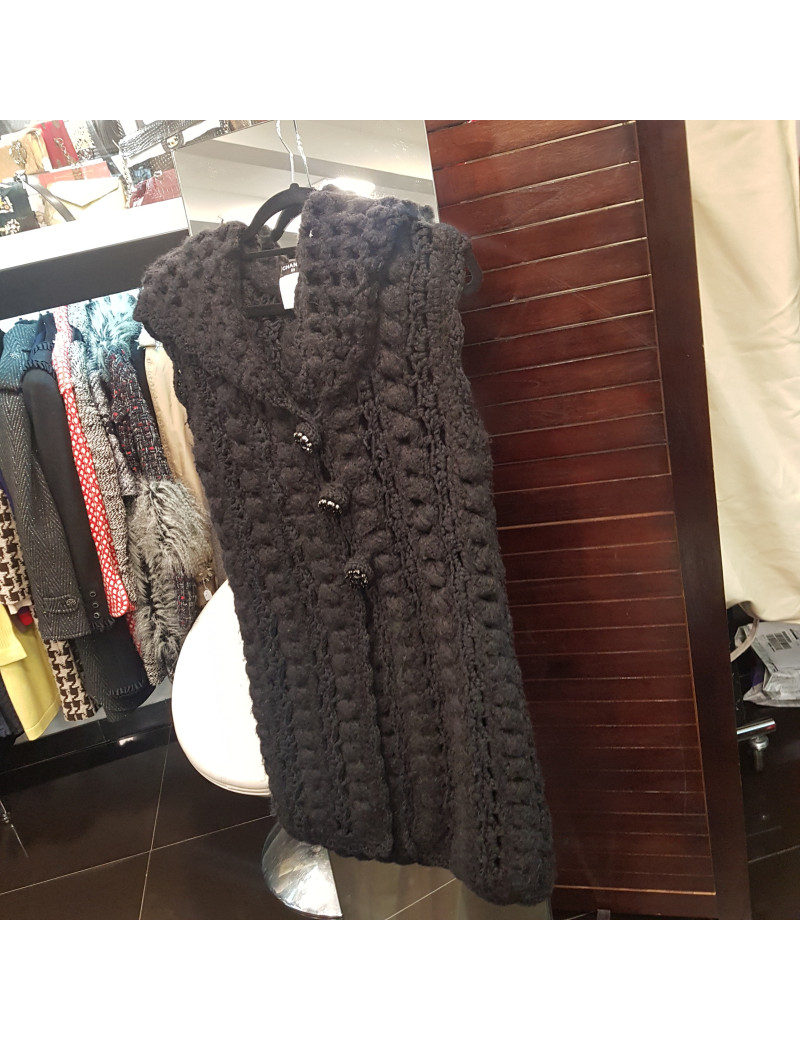 Gilet CHANEL T38 trico grosse lainne