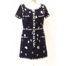 Dress CHANEL Navy tweed lace