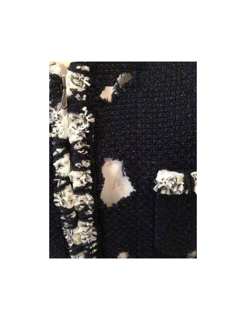 Robe CHANEL en tweed bleu marine ajouré 