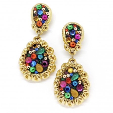 Clips Jacky de G pendants vintage multicolores