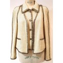 Beige tweed CHANEL jacket adorned with Rhinestones Paris-Bombay T 42