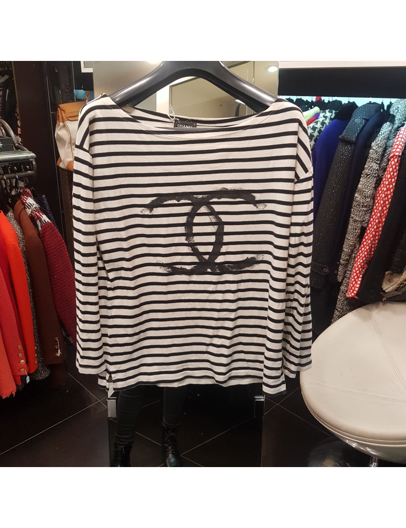 Marinière CHANEL bleu et blanc T.S