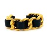 Bracelet CHANEL cuir noir et chaîne dorée
