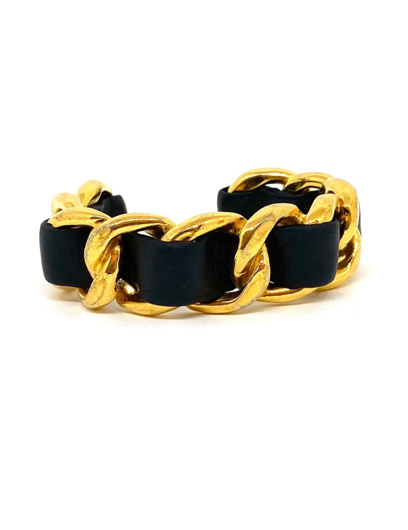 Bracelet CHANEL chaine et cuir