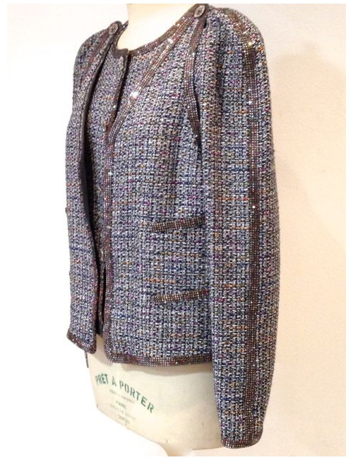Veste CHANEL en tweed multicolore Paris-Bombay T 42