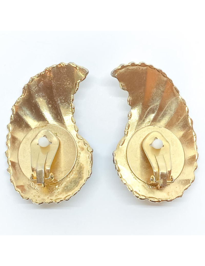 Clips d'oreilles fantaisie vintage dorées