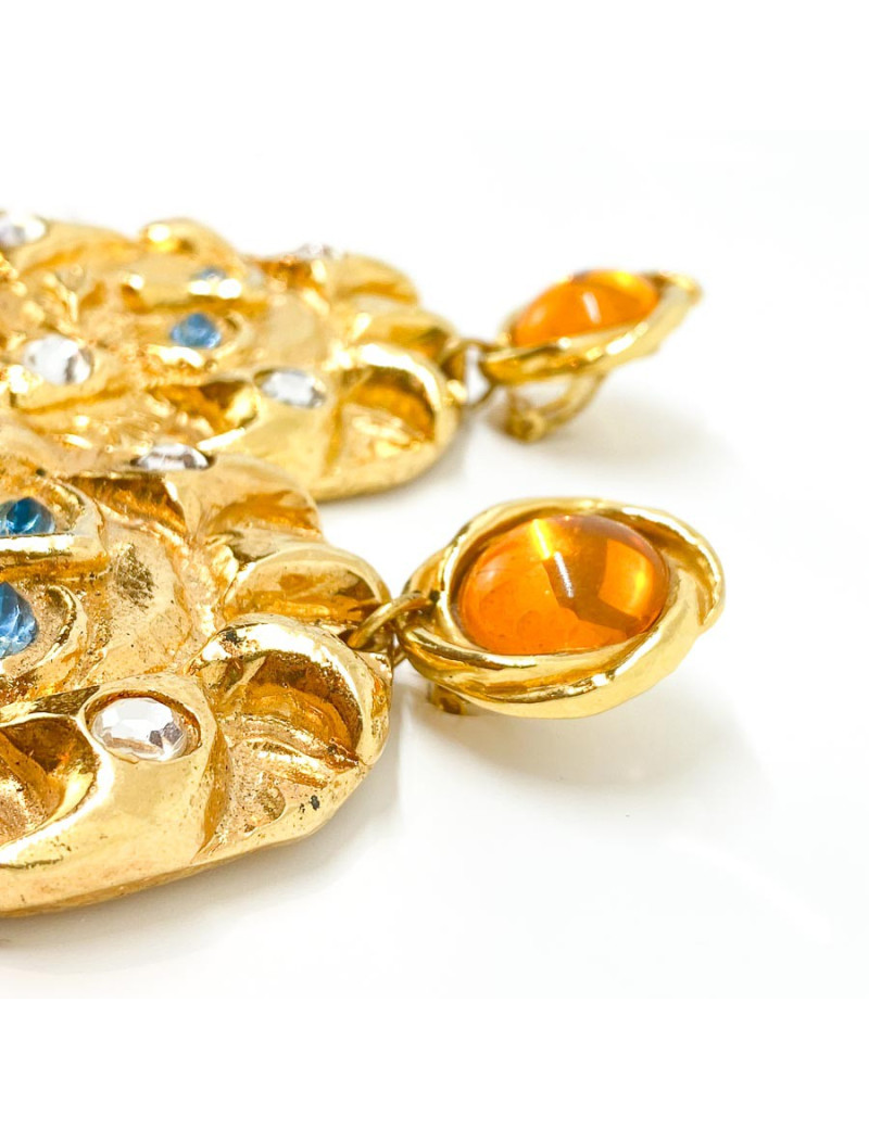 Boucles d'oreille soleil doré non signées