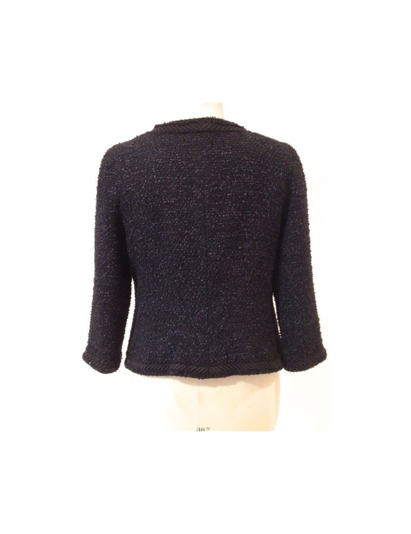 Veste CHANEL en tweed noir à bourlets