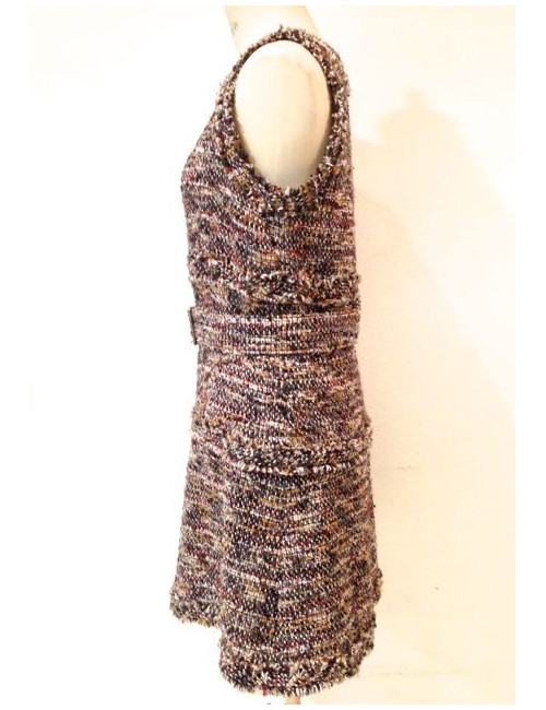 Robe CHANEL en tweed patineuse rouge 