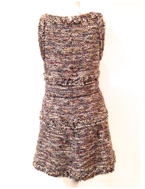 Robe CHANEL en tweed patineuse rouge 