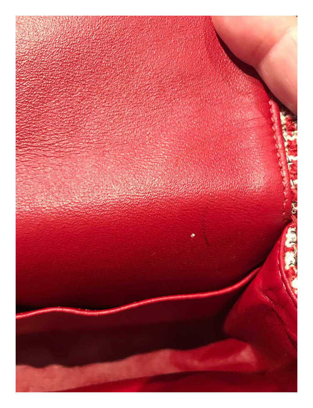 Sac CHANEL tweed rouge et blanc