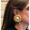 Boucles d'oreille clips CHANEL fleur vintage