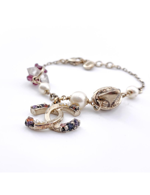 Bracelet CHANEL amethyste, perles, et cristal de roche