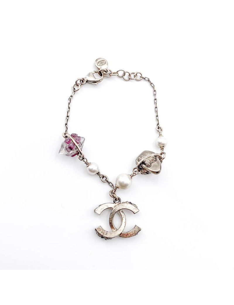 Bracelet CHANEL amethyste, perles, et cristal de roche