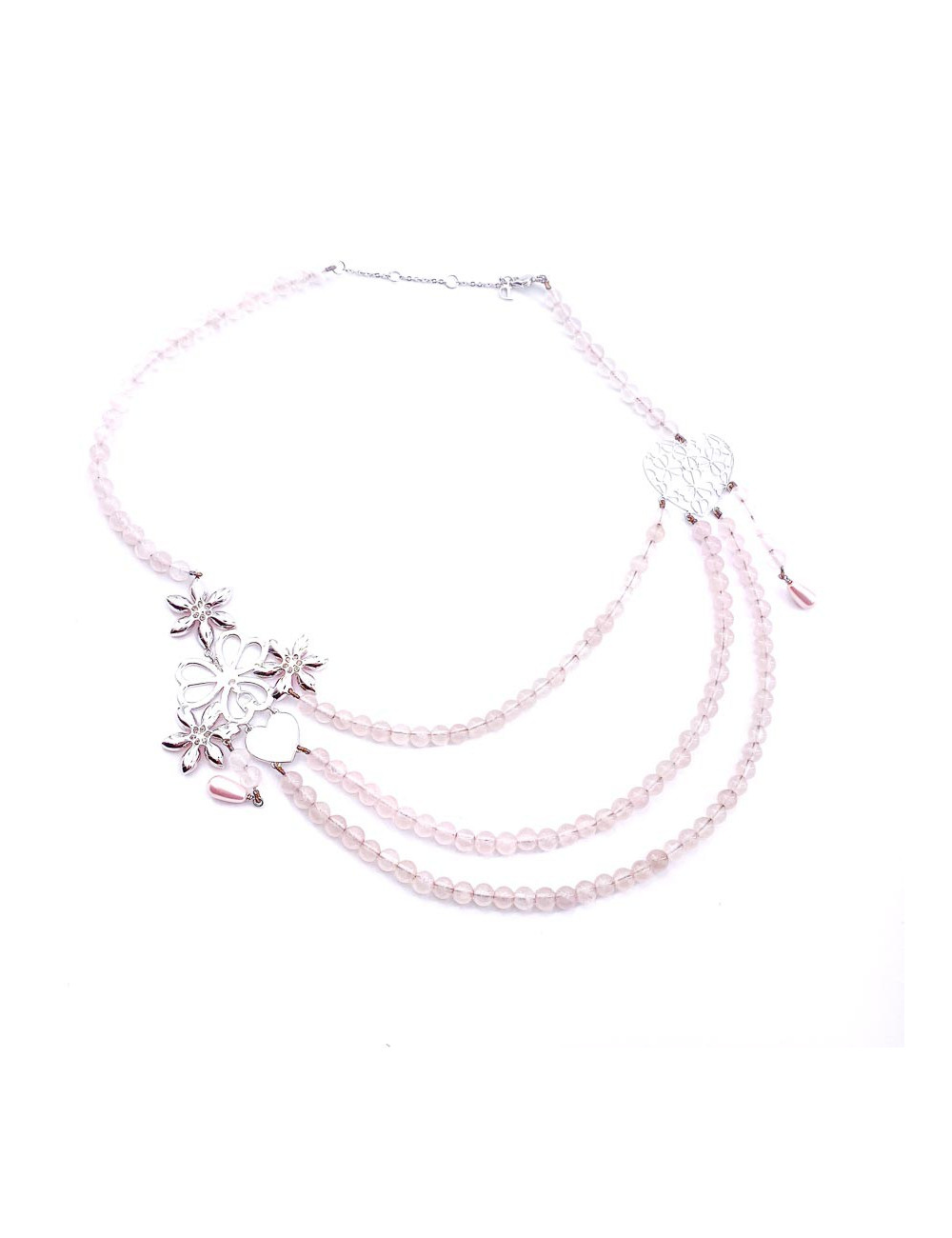 Collier DIOR perles roses triple rang