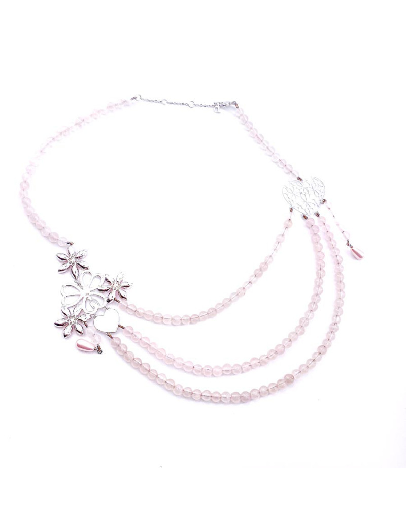 Collier DIOR perles roses triple rang