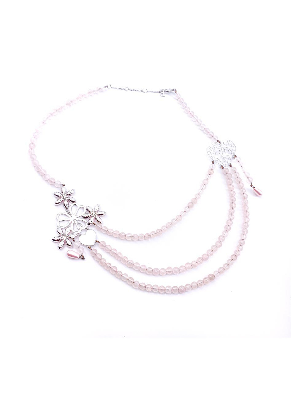 Collier DIOR perles roses triple rang