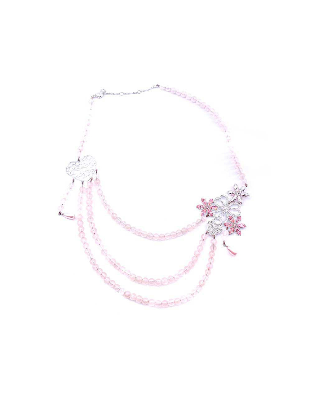 Collier DIOR perles roses triple rang