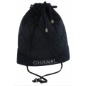 Quilted CHANEL Navy blue satin purse bag