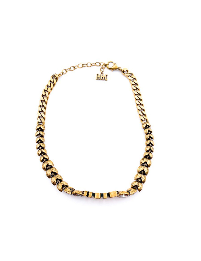 Collier DIOR strass et or vieilli