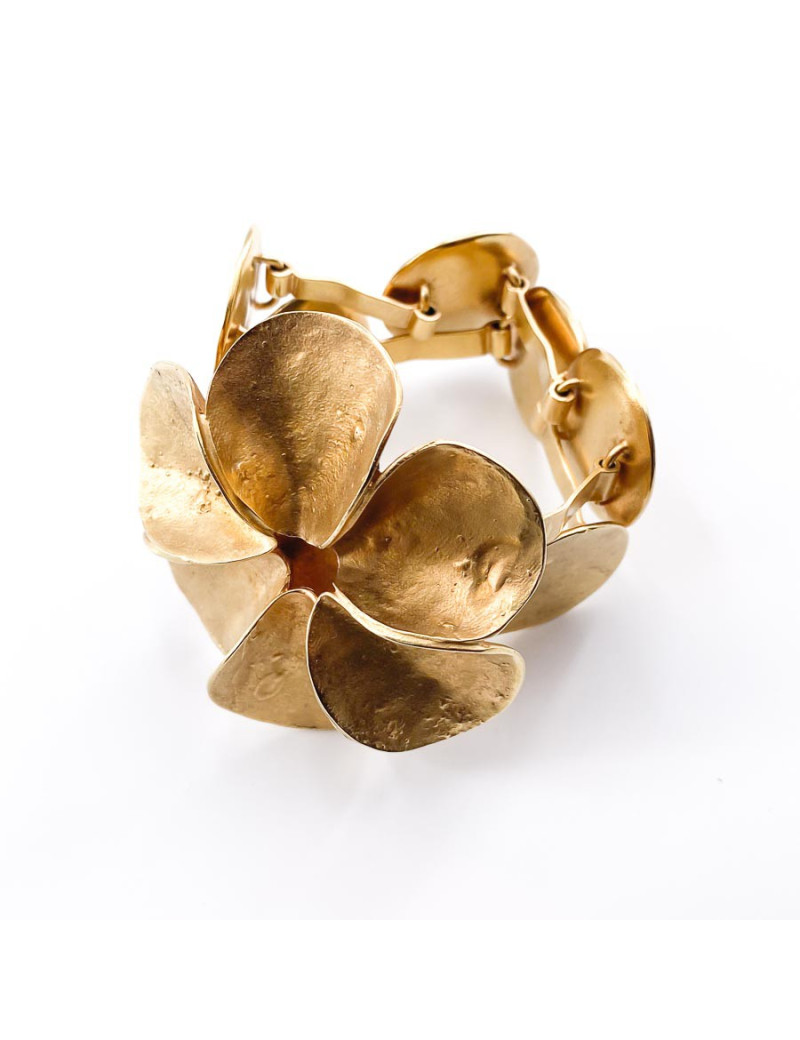 DIOR Double Row Flower Bracelet in Gilt Metal - Pre-Owned certified