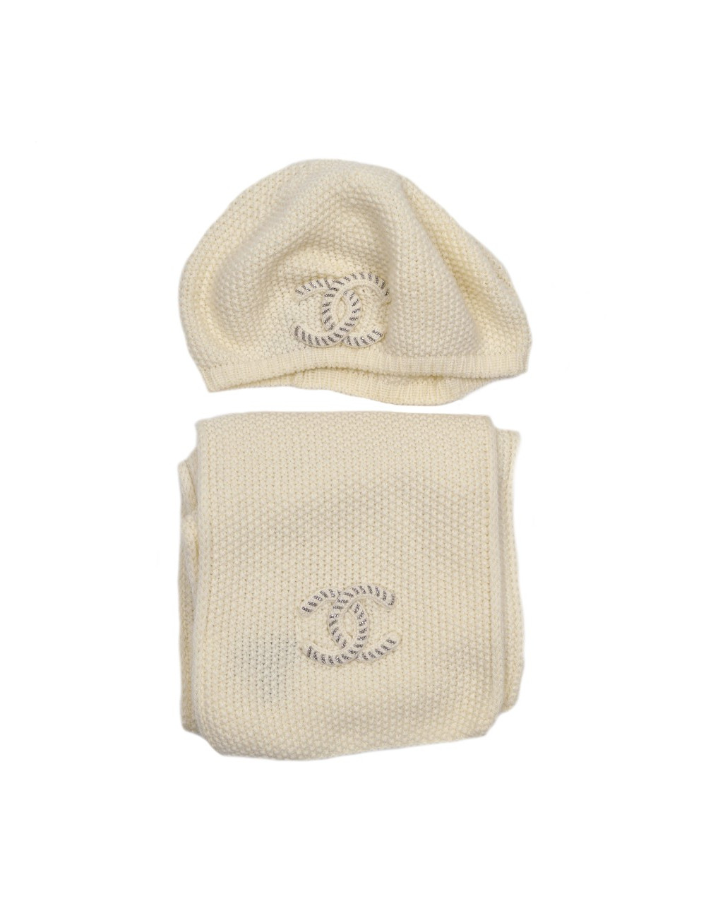 Set écharpe béret CHANEL écru