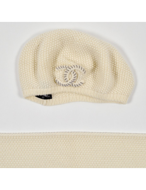 Set écharpe béret CHANEL écru