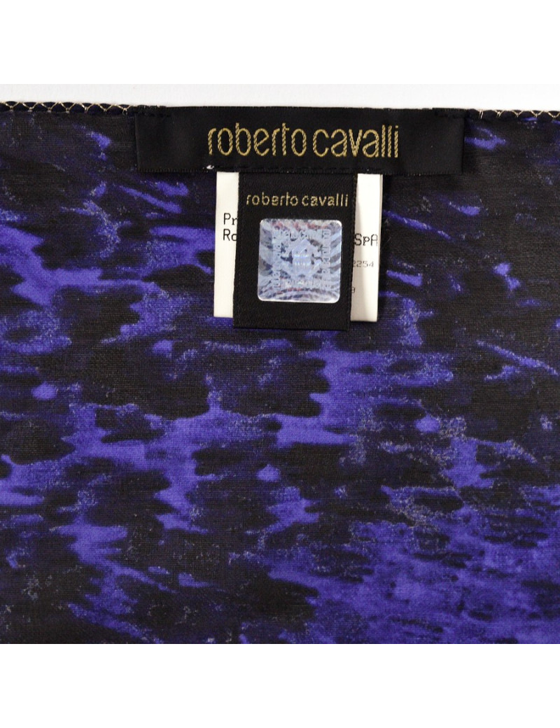 Foulard Roberto Cavalli en soie violet et noir