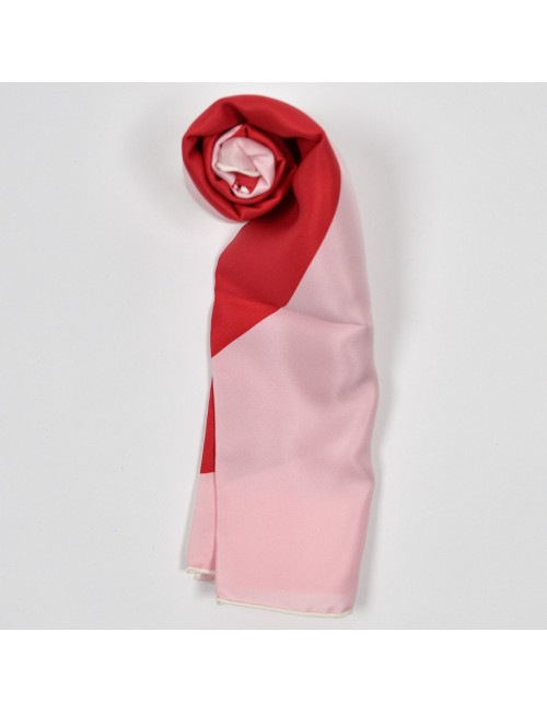 Foulard HERMES rouge et rose 100% soie
