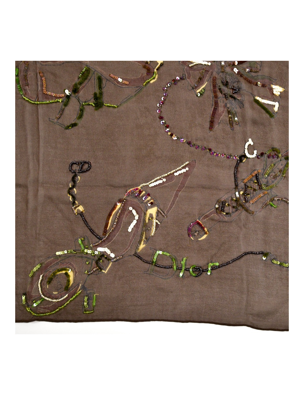 Etole DIOR soie brodée marron