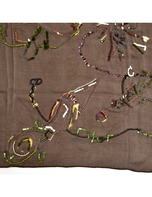 Etole DIOR soie brodée marron