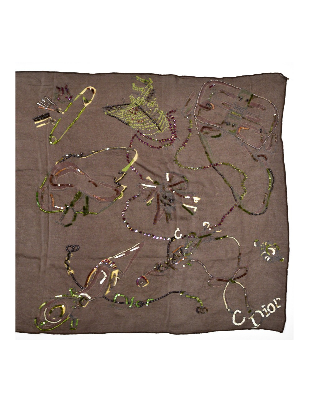 Etole DIOR soie brodée marron