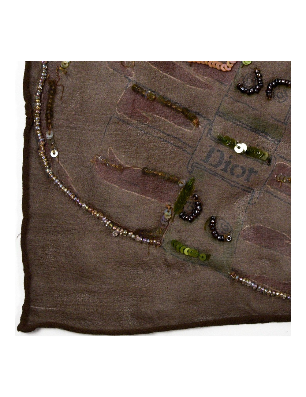 Etole DIOR soie brodée marron
